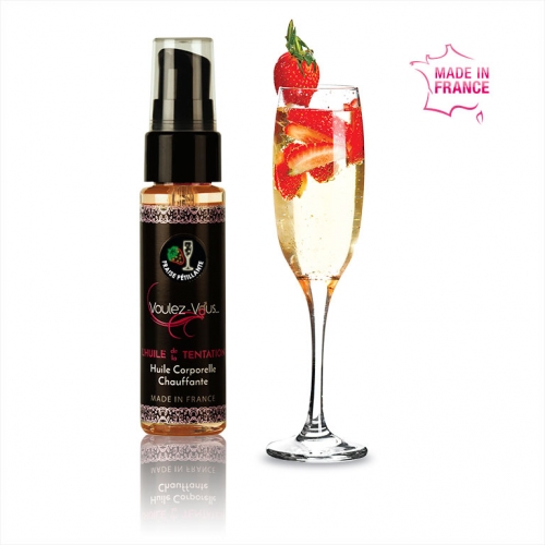 Huile de massage chauffante et gourmande Fraise Pétillant